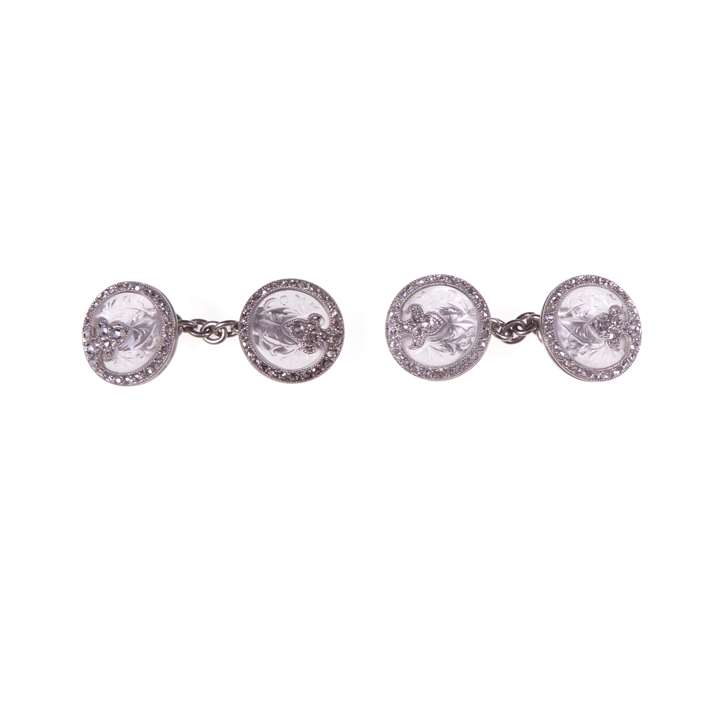 Pair of early 20th century crystal and diamond cufflinks